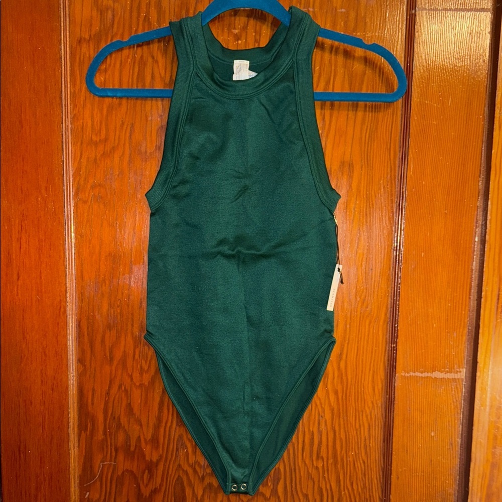 Emerald Green Seamless Sleeveless Bodysuit with Snaps